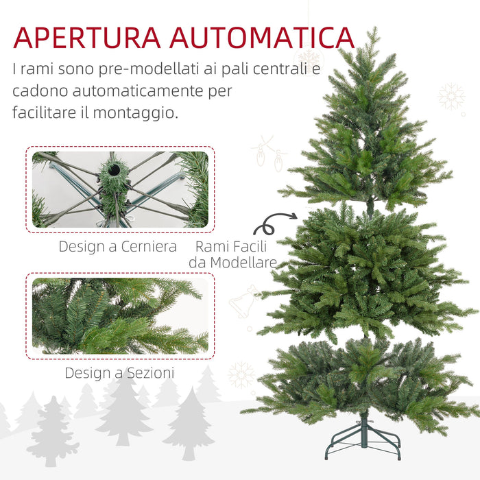 Albero di Natale Artificiale 180 cm 1821 Rami Base in Metallo Verde