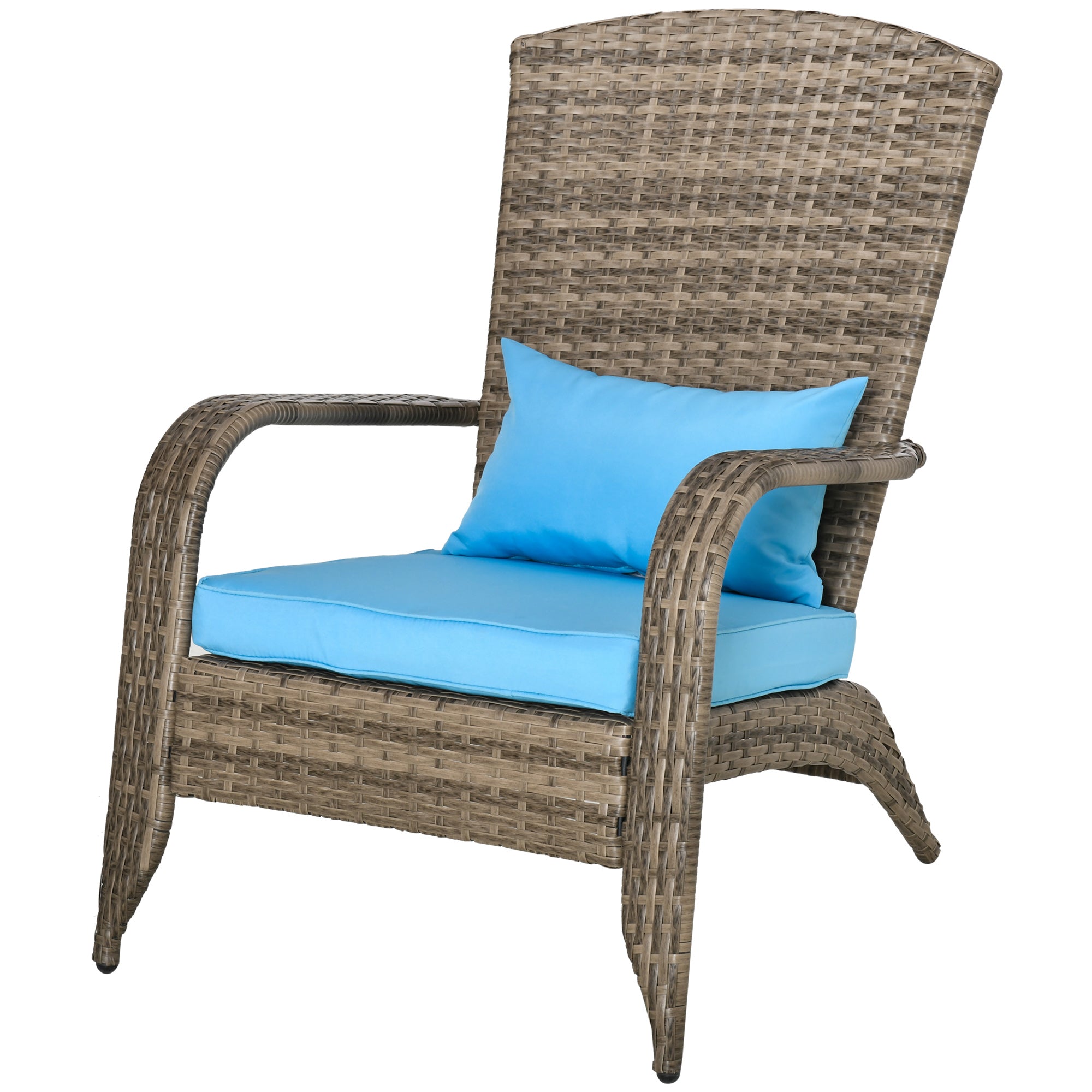 Sedia da Giardino 65x86x90 cm in Rattan e Acciaio Marrone e Blu