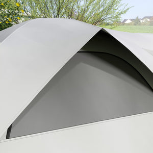 Tenda da Campeggio 4 Posti Impermeabile con Zona Notte e Zona Giorno 430x300x190 cm in Poliestere Grigio