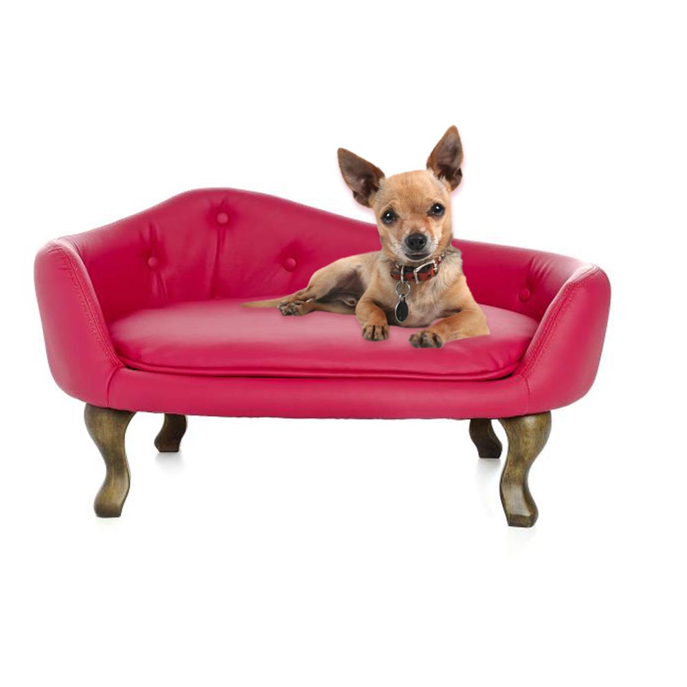 Divano per cani ecopelle chesterfield divanetto rosa 78x54x40 cm