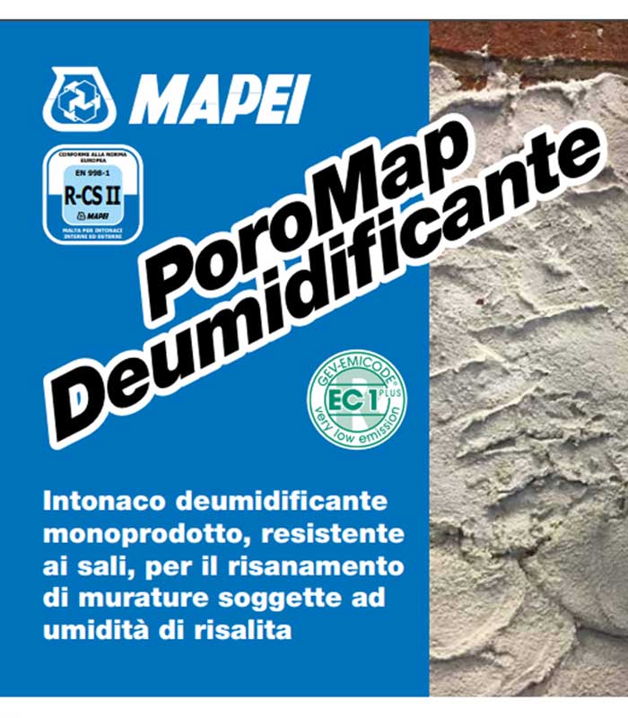 Intonaco monoprodotto poromap deumidificante da 20 kg