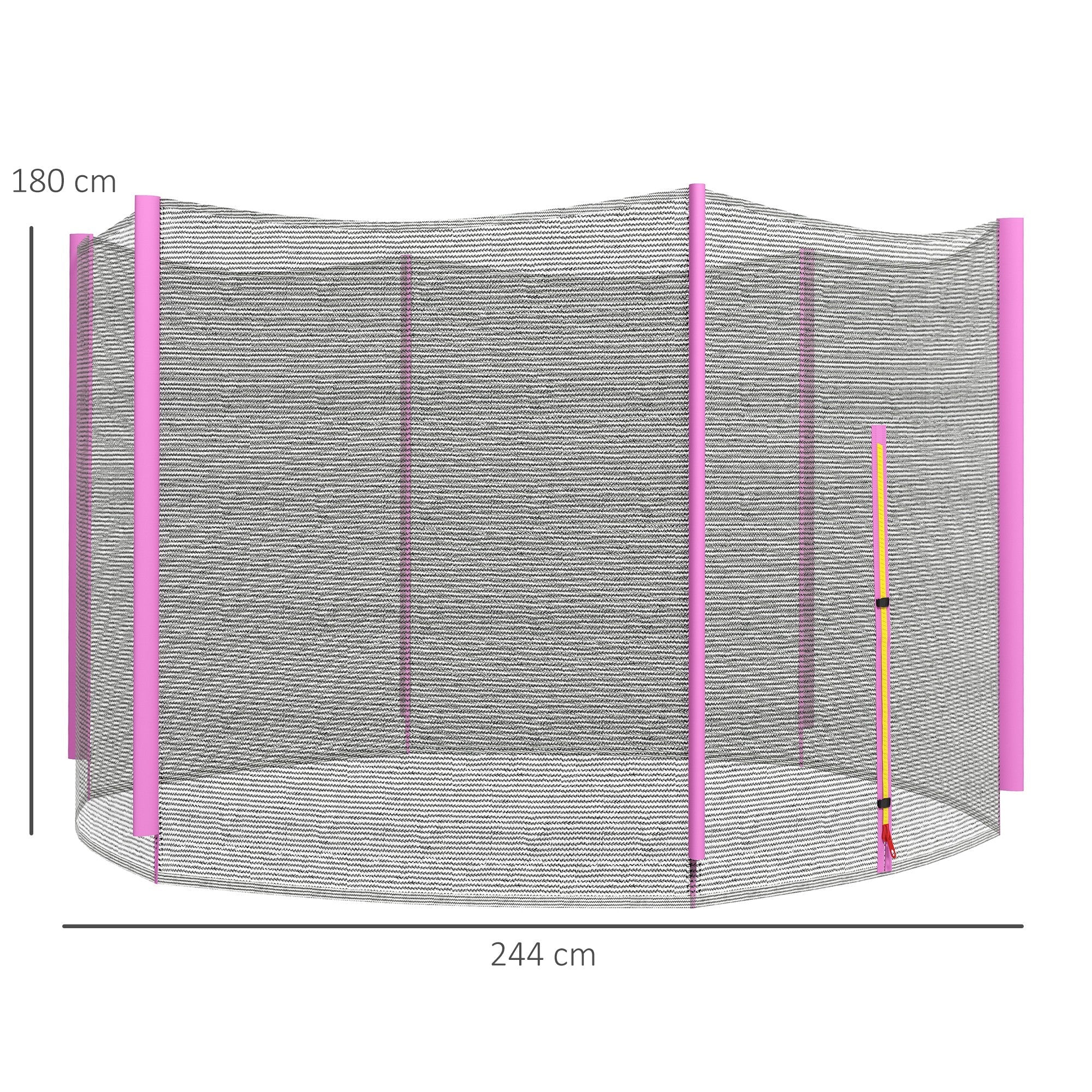 Rete di Protezione per Trampolini a 6 Pali con Ingresso con Cerniera Ø244x180 cm in PE Nero e Rosa