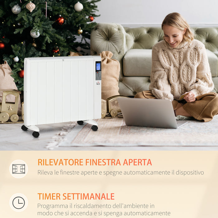 Stufetta Elettrica 2000W 75x31x66,5 cm con Timer e Impostazioni di Calore Bianco