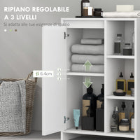 Mobile da Bagno 3 Ripiani Aperti e Armadietto 53x30x80 cm Bianco