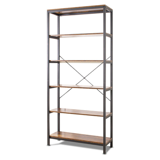 Ganbaru - Libreria scaffale a 6 ripiani in stile industriale, 80x30xH180 cm