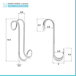 Ganci per doccia e termoarredo in acciaio con finitura cromata