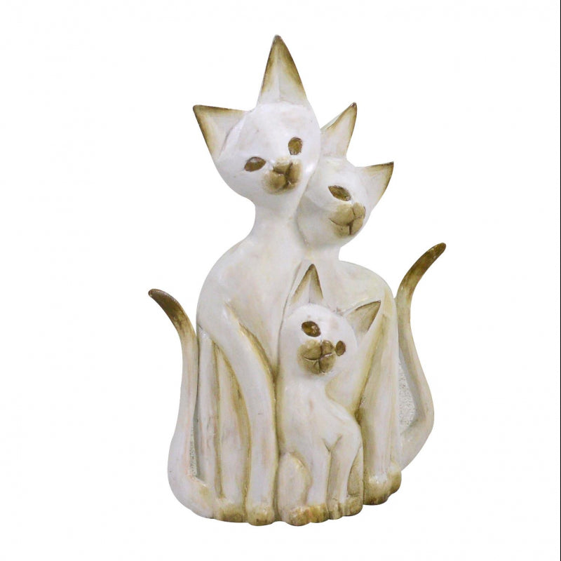 Gatto legno bianco marrone cm26x7h40