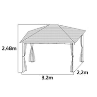 Beusi - gazebo da giardino 3x2 mt in ferro con telo di copertura in poliestere e 4 zanzariere laterali con cerniere e lacci