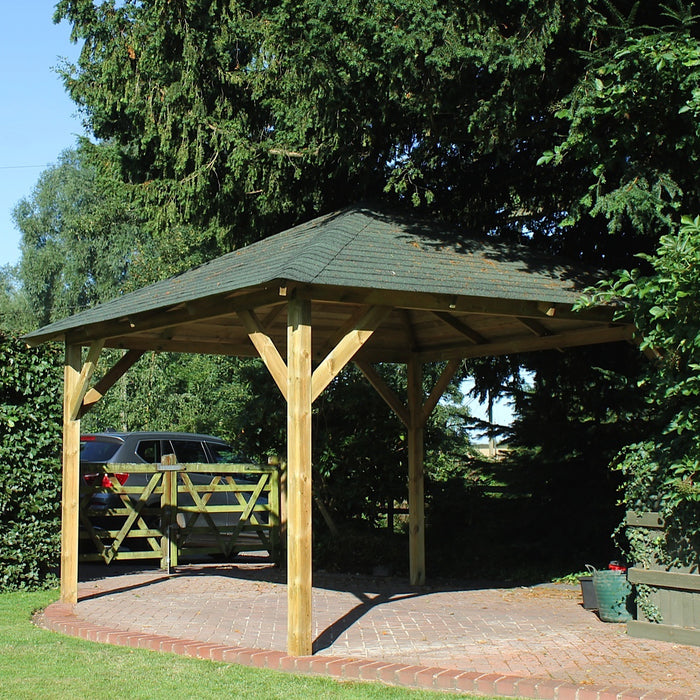 Onlywood Gazebo in Legno KIOSK Tetto in Legno 430 x 430 cm - Antivento