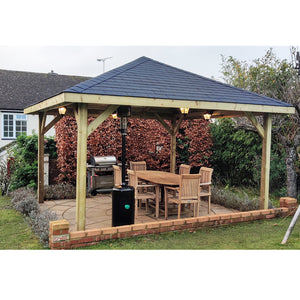 Onlywood Gazebo in Legno KIOSK Tetto in Legno 430 x 430 cm - Antivento