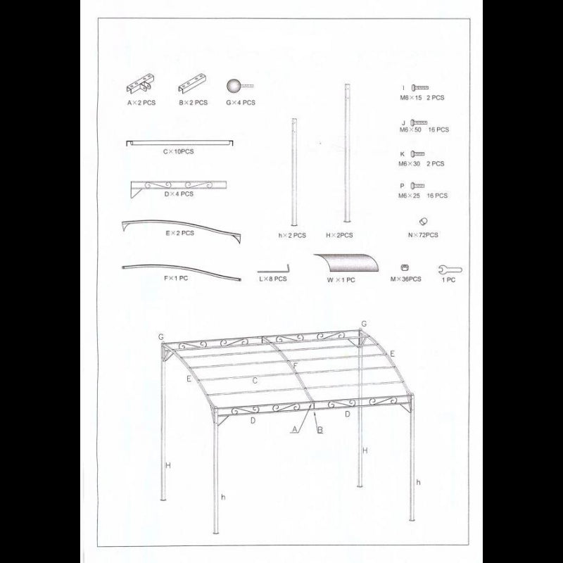 Gazebo georgia 2,5x3mt h2,5/2 acciaio