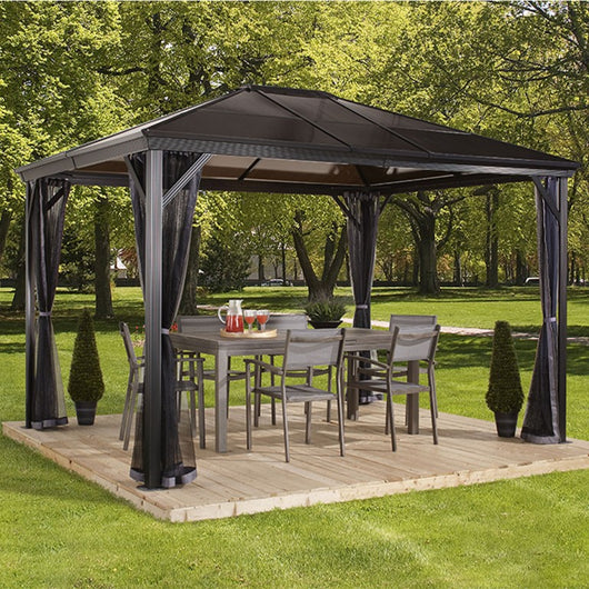 Gazebo in alluminio e copertura in policarbonato resistente Verona 10'x14' 298x423x261 cm by Ezooza