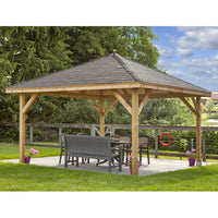 Onlywood Gazebo in Legno KIOSK Tetto in Legno 430 x 430 cm - Antivento