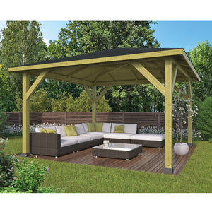 Onlywood Gazebo in Legno KIOSK Tetto in Legno 430 x 430 cm - Antivento