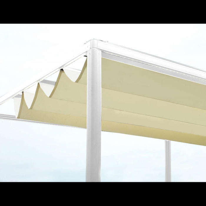 Gazebo pergola alluminio milwaukee bianco con telo elettrico m3x3h2,3