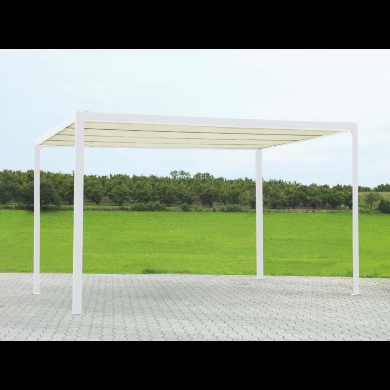 Gazebo pergola alluminio milwaukee bianco con telo elettrico m3x3h2,3