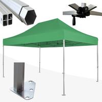 Gazebo 3x4,5 m verde SENZA laterali pieghevole alluminio piantone esagonale 45mm portatile estendibile richiudibile estensibile acciaio per fiere eventi stand chiosco tenda tendone mercato mercatino    