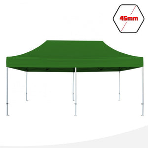 Gazebo 3x6 m verde SENZA laterali pieghevole alluminio piantone esagonale 45mm portatile estendibile richiudibile estensibile acciaio per fiere eventi stand chiosco tenda tendone mercato mercatino    