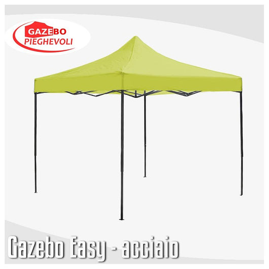 Gazebo 3x3 m giallo pieghevole portatile estendibile richiudibile estensibile acciaio SENZA laterali per fiere eventi stand chiosco tenda tendone mercato mercatino  