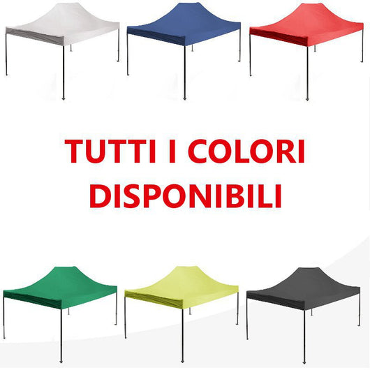 Gazebo 3x4,5 m nero pieghevole portatile estendibile richiudibile estensibile acciaio SENZA laterali per fiere eventi stand chiosco tenda tendone mercato mercatino  