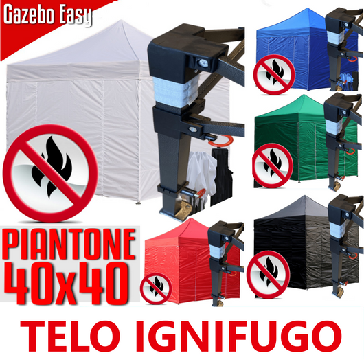 Gazebo 3x3m bianco certificato IGNIFUGO SENZA laterali pieghevole portatile estendibile richiudibile estensibile acciaio per fiere eventi stand chiosco tenda tendone mercato mercatino  