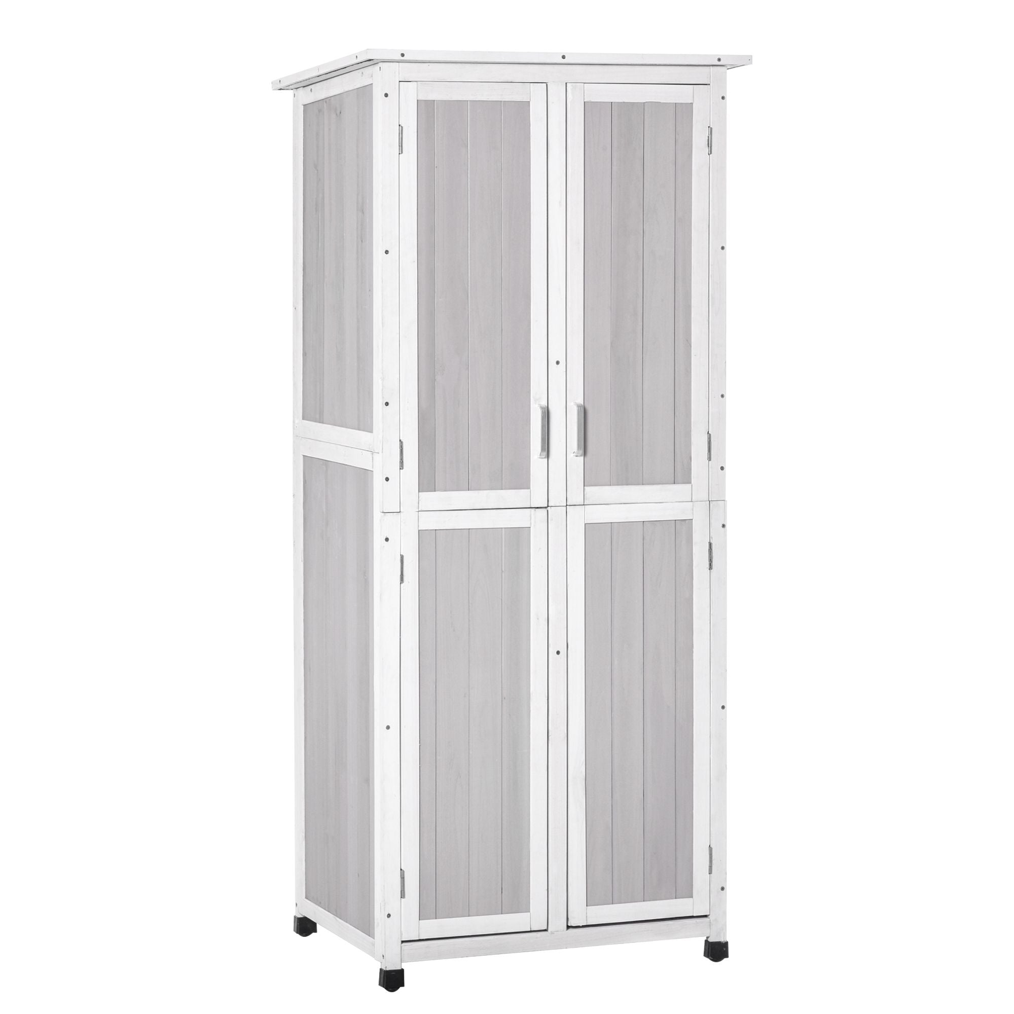 Casetta Box da Giardino 77x58x175 cm Porta Attrezzi in Legno Grigio