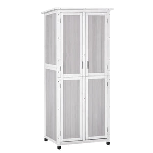 Casetta Box da Giardino 77x58x175 cm Porta Attrezzi in Legno Grigio