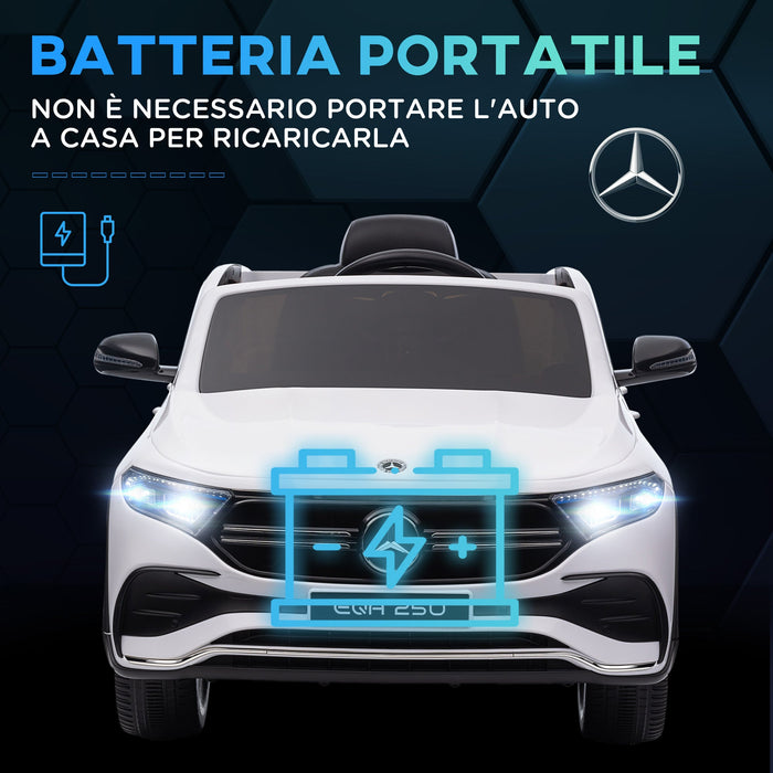 Macchina Elettrica per Bambini 12V con Licenza Mercedes EQA 250 Bianca