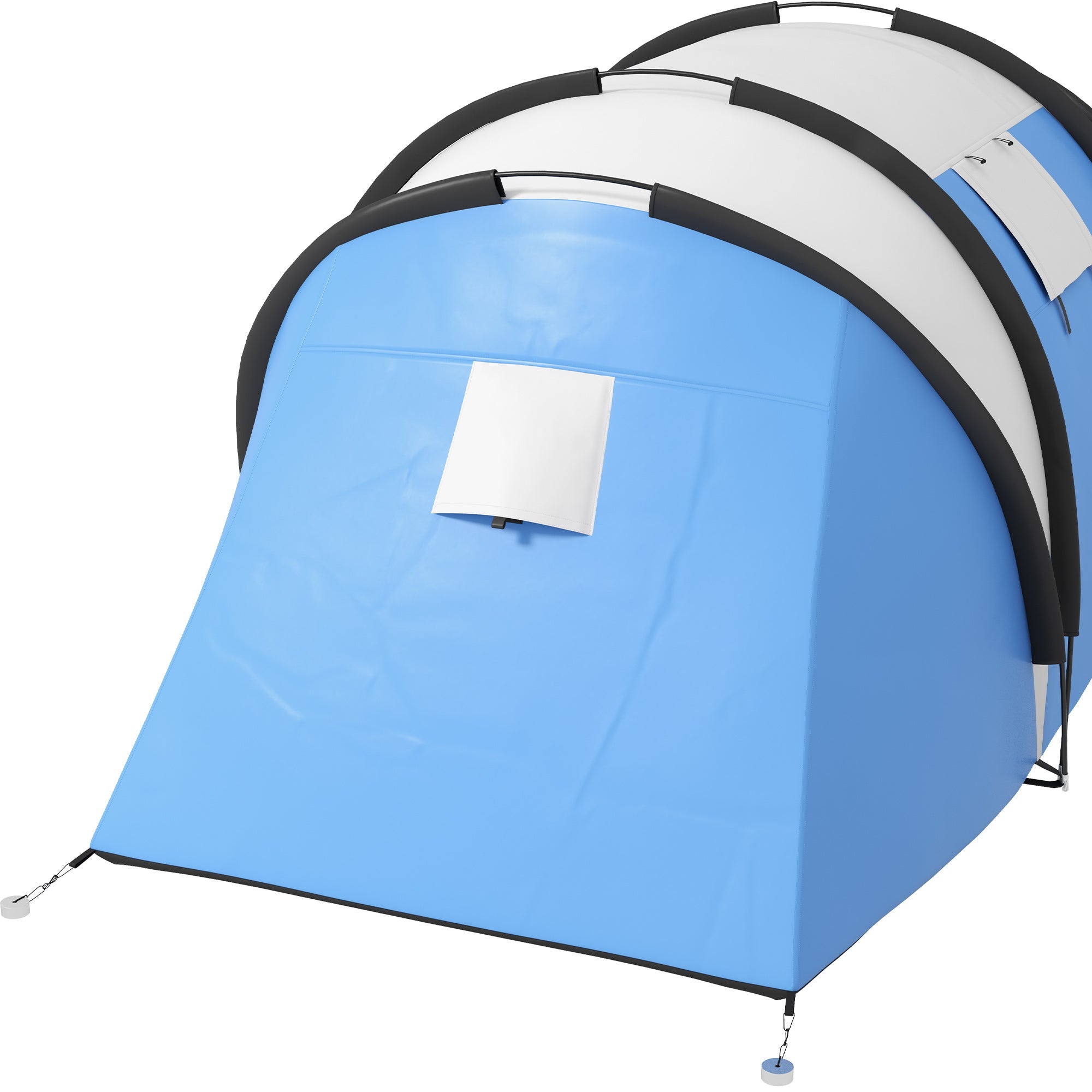 Tenda da Campeggio 2 Posti Impermeabile con 2 Stanze Borsa di Trasporto 220x450x180 cm in Poliestere Blu