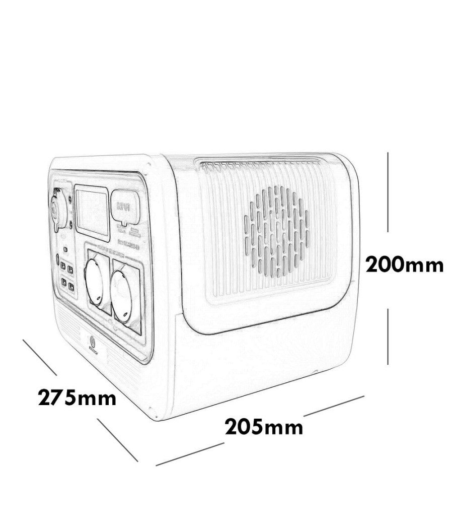 Generatore Corrente 700w Portatile Ricarica Solare Batteria Prese Schuko Ac Usb-c         