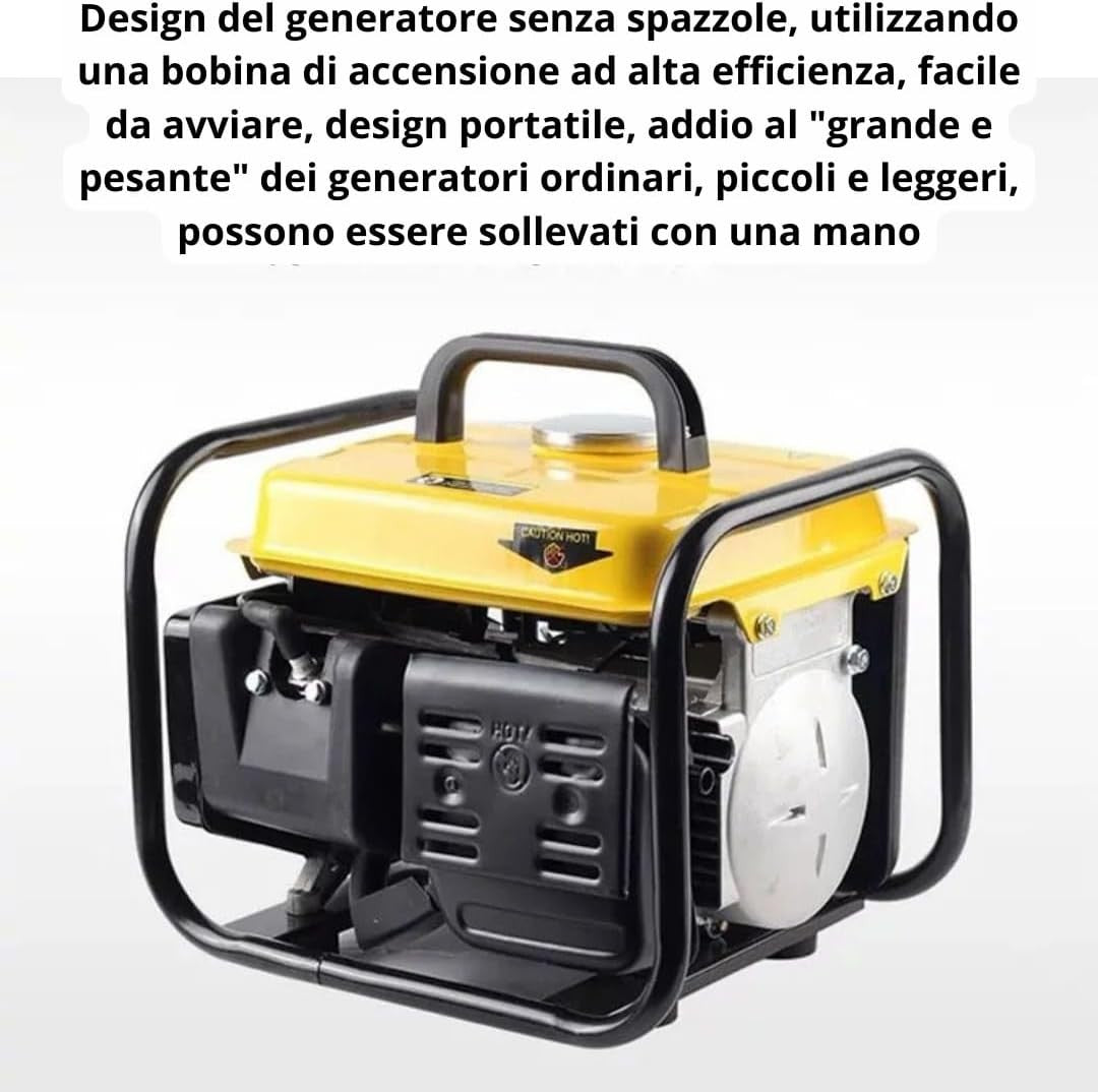 Generatore di Corrente Portatile, Potenza del Motore 1.5 KW, Motore 2 Tempi Silenziato