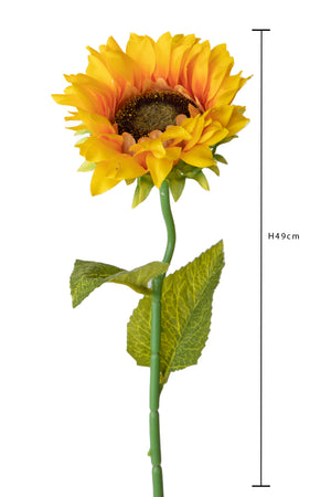 Set 12 Girasoli Artificiali Mini con Foglie 49 cm