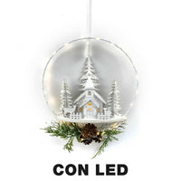 Ghirlanda metallo led con chiesa biancocm25x7x47,5