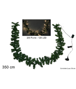 Ghirlanda Natalizia 250cm 200 Punte 100 Luci Led Bianco Caldo Decorazioni Natale         