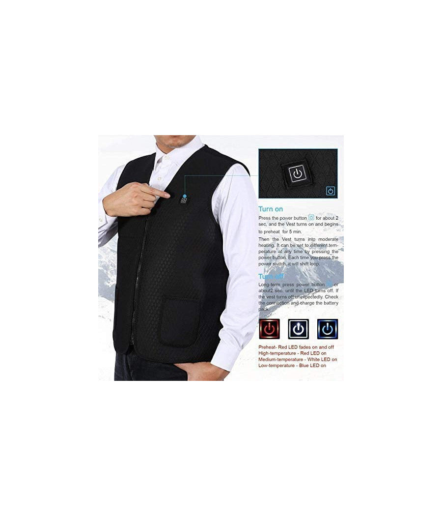 Gilet Giubotto Riscaldante Usb Riscaldato Giacca Termica Unisex Riscaldamento         