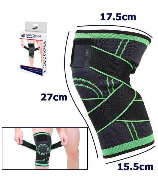 Ginocchiera Fascia Elastica Anallergica Lavabile Per Traumi Fitness Sport Verde         