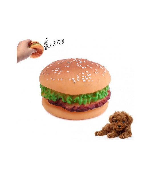 Giochi Masticabili Sonori Hamburger Per Cani Animali Morbida Gomma Resistente         