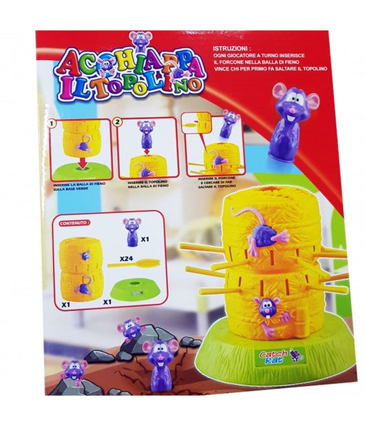 Gioco Acchiappa Il Topolino Pop Up Topo Fieno Balla Forcone 2-4 Giocatori Bambini         