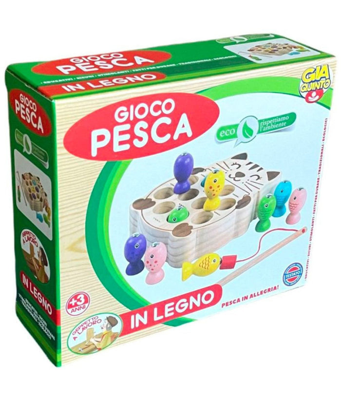 Gioco Della Pesca Giocattolo In Legno Pesciolini Educativo Sicuro Per Bimbi 3+         