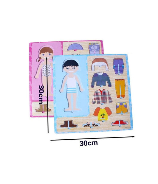 Gioco Puzzle In Legno Creativo Vestire Vestiti Bambino Bambina         