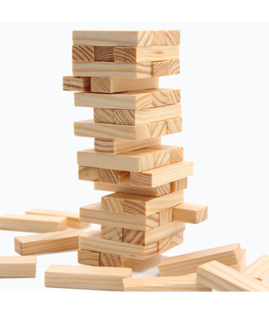 Gioco Societa' Da Tavolo Jenga Torre Legno 28x8cm 57 Mattoncini Giochi Abilita'         