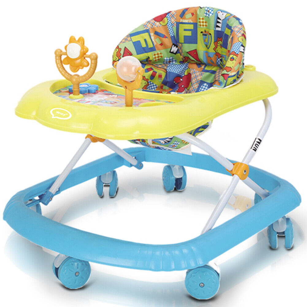 Girello Bambini Wizy Happy per Primi Passi con Chiusura Salvaspazio e console Gioco colore Blu