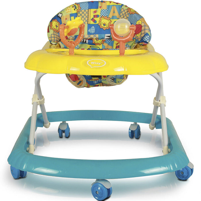 Girello Bambini Wizy Happy per Primi Passi con Chiusura Salvaspazio e console Gioco colore Blu