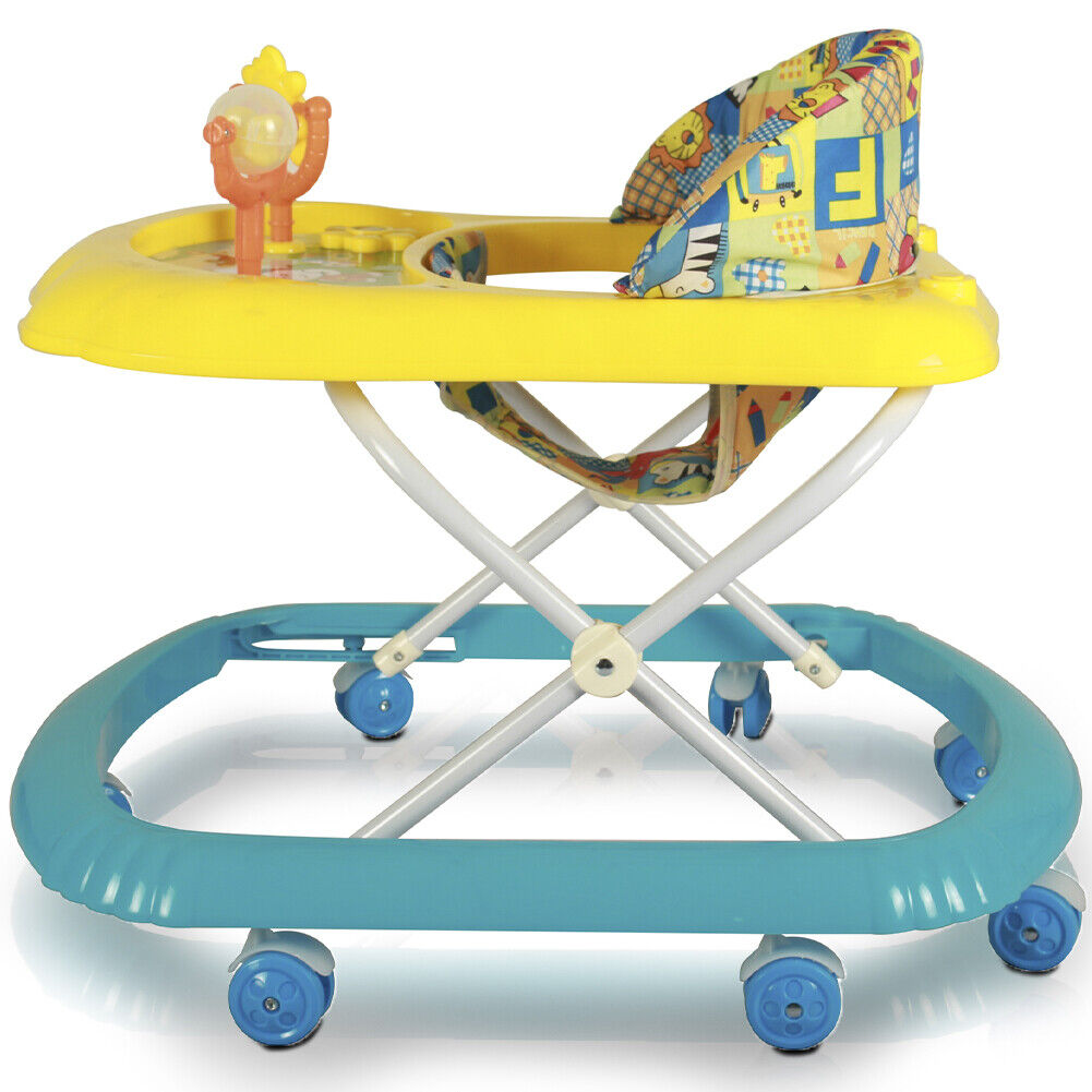 Girello Bambini Wizy Happy per Primi Passi con Chiusura Salvaspazio e console Gioco colore Blu