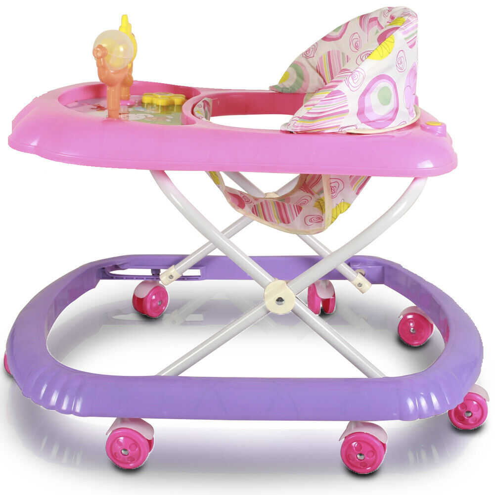 Girello Bambini Wizy Happy per Primi Passi con Chiusura Salvaspazio e console Gioco colore Rosa