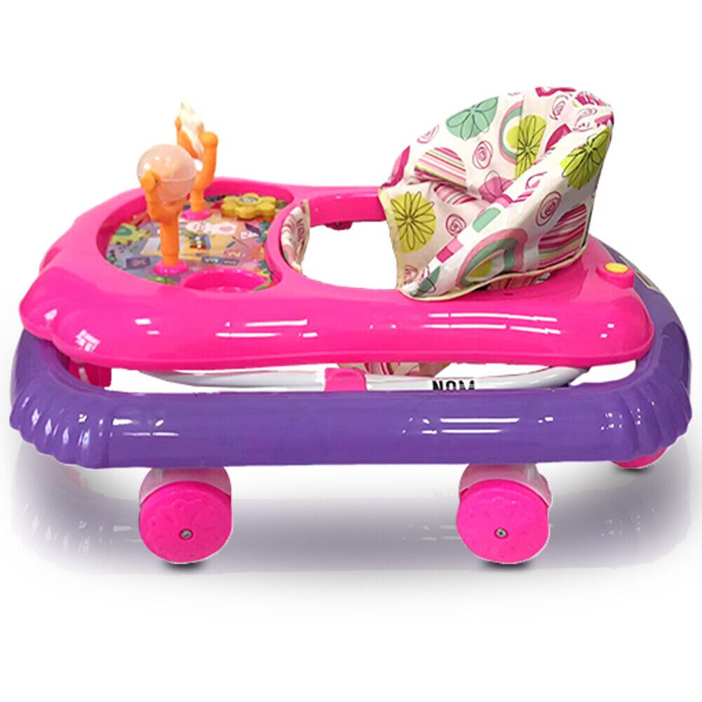 Girello Bambini Wizy Happy per Primi Passi con Chiusura Salvaspazio e Console Gioco -Rosa