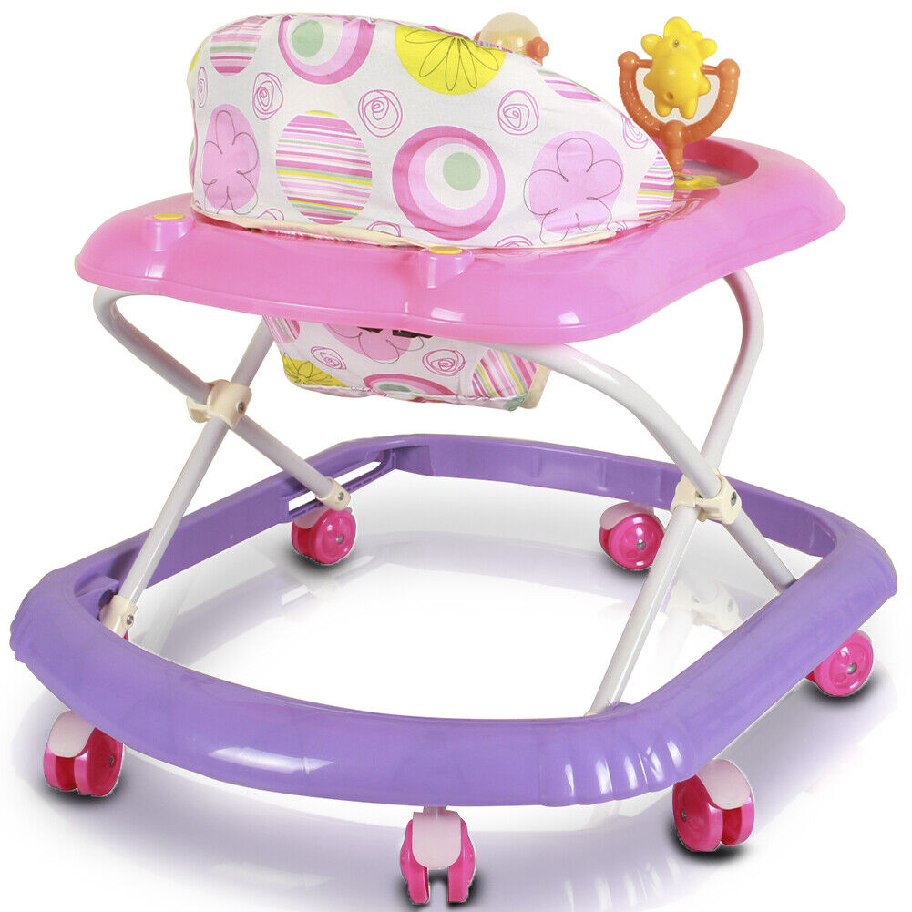 Girello Bambini Wizy Happy per Primi Passi con Chiusura Salvaspazio e console Gioco colore Rosa