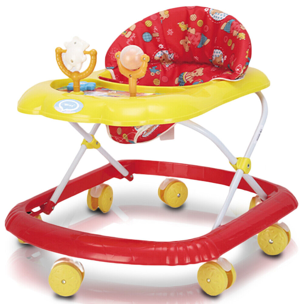 Girello Bambini Wizy Happy per Primi Passi con Chiusura Salvaspazio e console Gioco colore Rosso