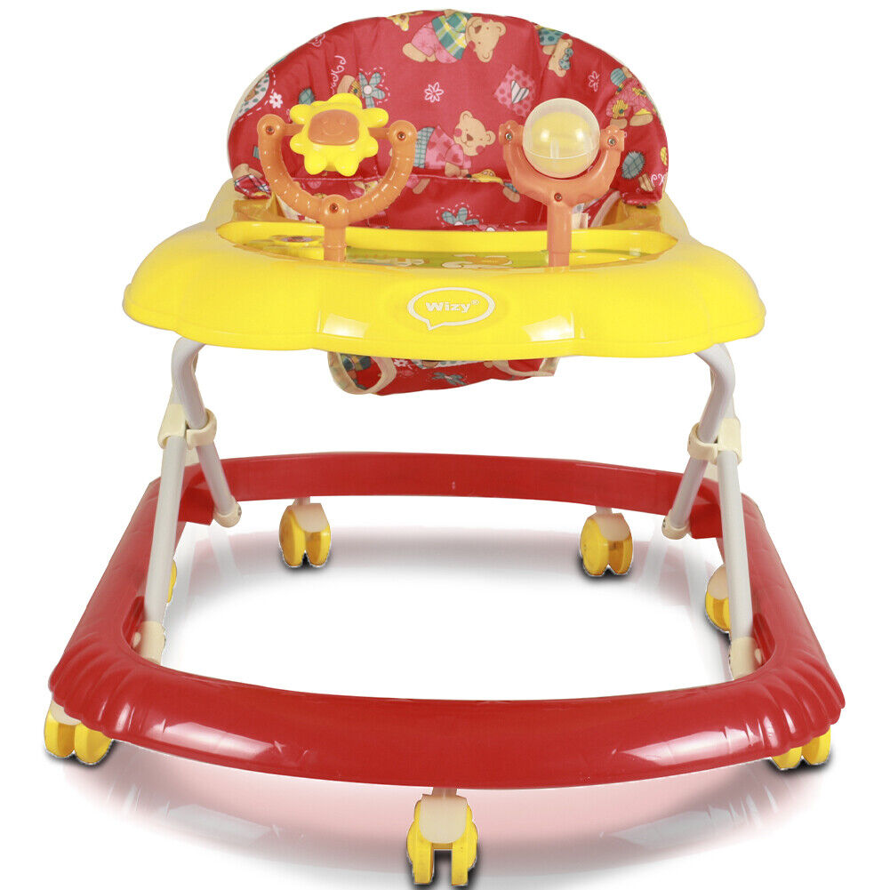 Girello Bambini Wizy Happy per Primi Passi con Chiusura Salvaspazio e console Gioco colore Rosso