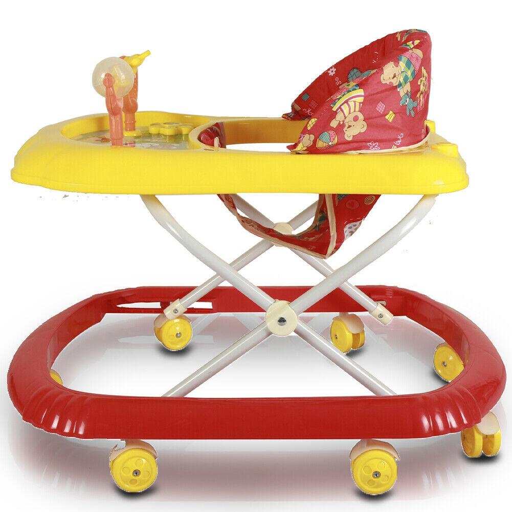 Girello Bambini Wizy Happy per Primi Passi con Chiusura Salvaspazio e Console Gioco -Rosso